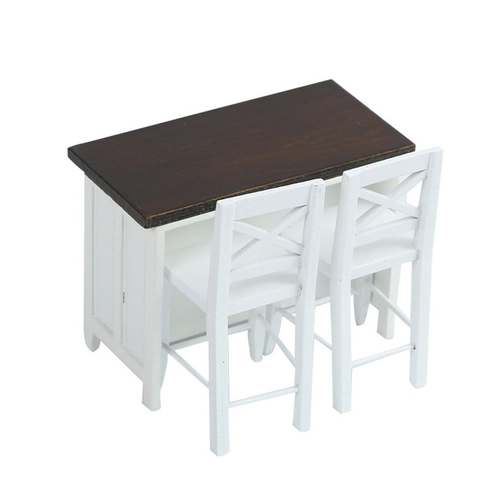 1/12 Miniature Dollhouse Furniture Metal Bar Table and Chair Set for Realistic Dollhouse Scene Display Decoration