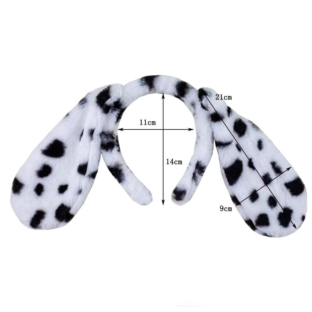 Girls Adult Children Cute Plush Anime Spotted Dog Ears Funny Animal Costume Cosplay Props Headband Skirt Nose Tail