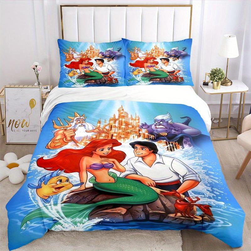 3pcs Princess Ariel The Little Mermaid Underwater Bedding Set Includes Quilt Cover and Pillowcases, Suitable for All Seasons S083