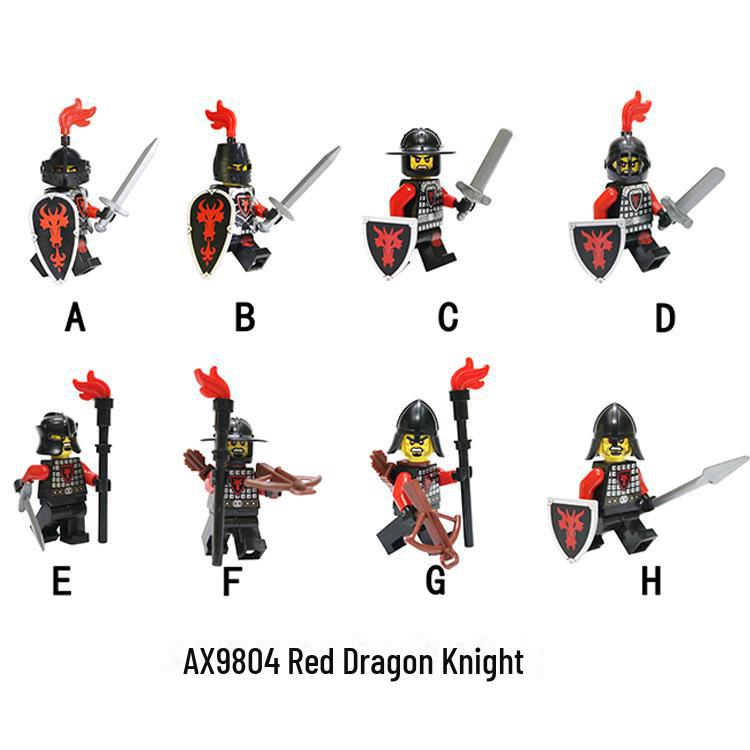 

LOJO AX9804 Красный рыцарь-дракон, набор минифигурок средневекового строительства complete set (bid in multiples of 8)