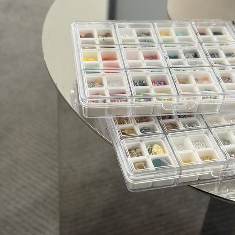 

48 Grids Nail Accessories Storage Box Mini Compartment Transparent Jewelry Earring Storage Box Display Organizer Container
