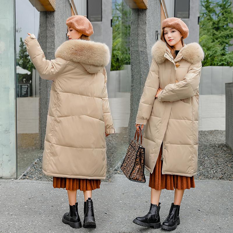 Mid-length cotton jacket autumn and winter women's down cotton jacket with hood thickened jacket 2025 Korean version loose plus size padded jacket