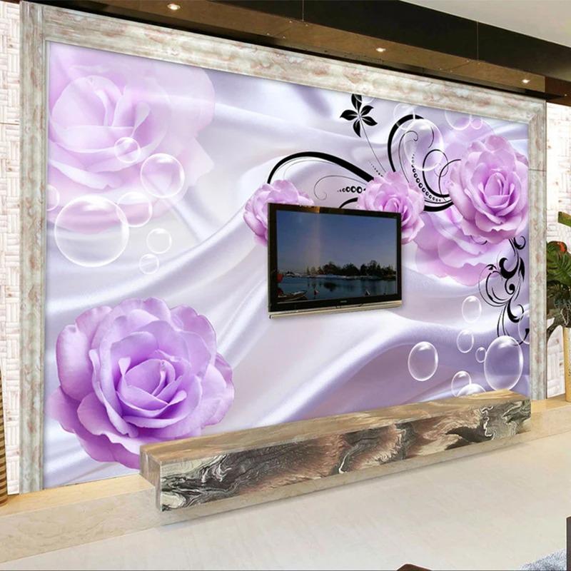 3d Modern Photo Wallpaper Purple Flowers Mural Living Room Tv Sofa Bedroom Frescoes Home Decor