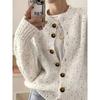 Womens Knit Cardigan Sweater Short Loose Fit Round Neck Single Button Front Fall Winter Casual Wear