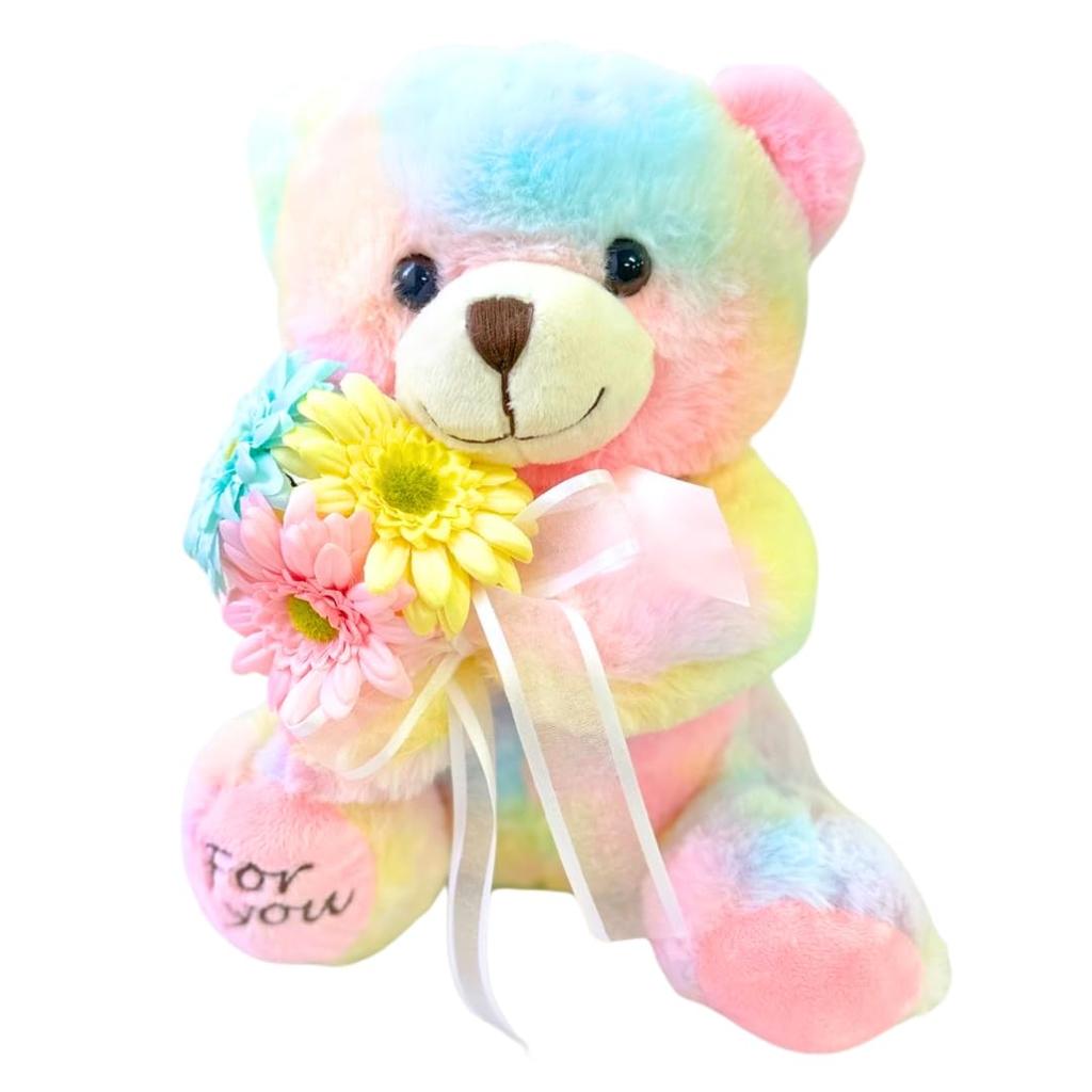 Pastel Rainbow Bouquet Bear Rainbow Bridge Stuffed Bear Teddy Bear Artificial Flower W230 X H250 X D200mm Rainbow Lulu's Size Lulu's-0719