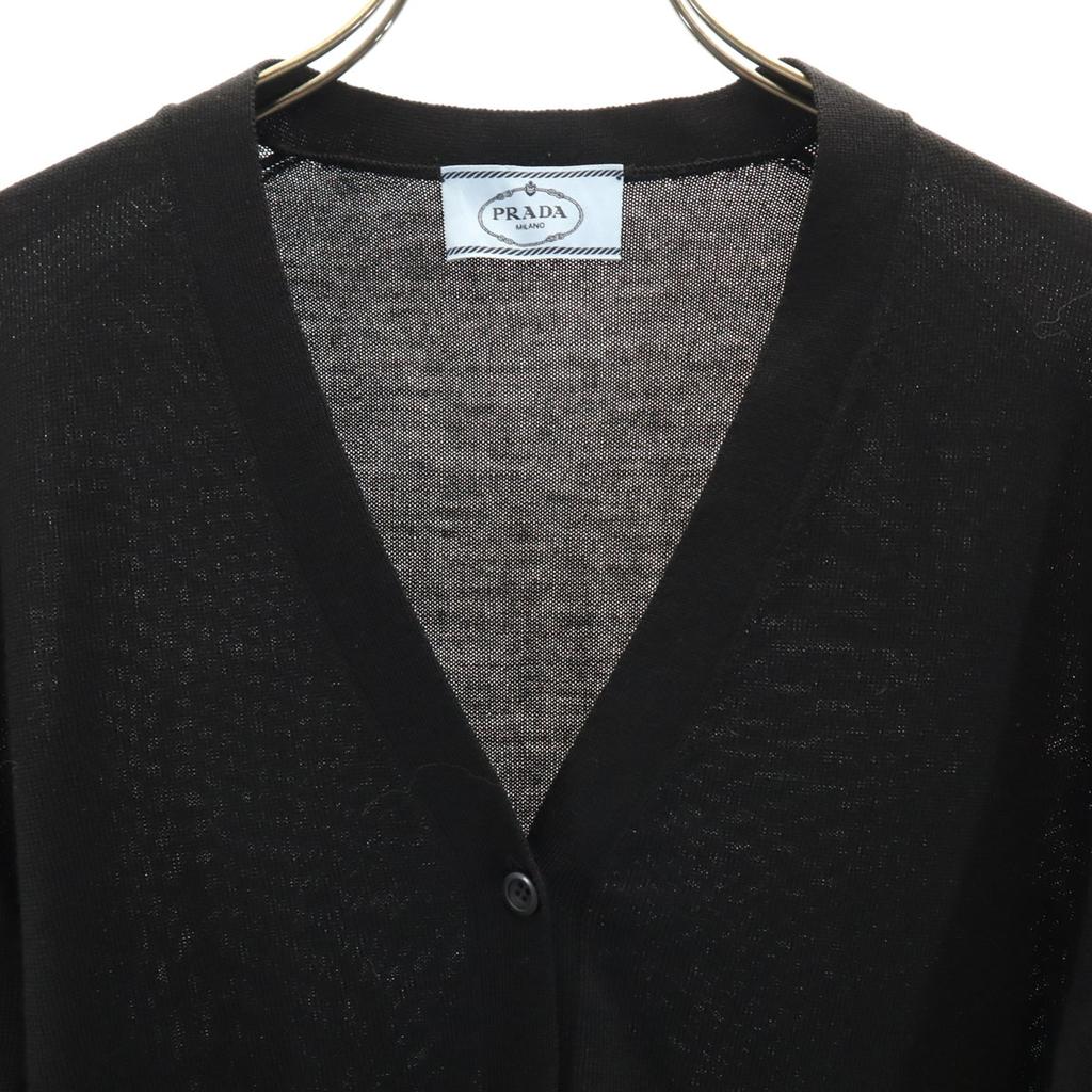 PRADA Long sleeve V neck knit cardigan 38 black Women Used