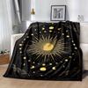 1pc Sun Stars Moon Printing Lightweight Flannel Blanket, Comfortable and Warm Blanket, for Camping Sofa Bed and Couch Office, Gift