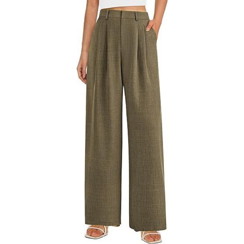 Women High Waist Straight Leg Loose Business Casual Wide Leg Suit Pants