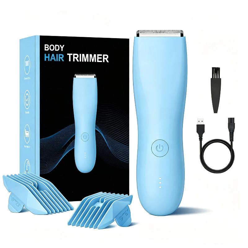 Waterproof Electric Body Hair Trimmer With Rechargeable Base Adjustable Guide Combs For Men Daily Personal Grooming At Home
