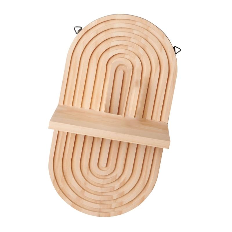 2Pcs Oval Shape Wood Wall Shelf Bohemian Floating Shelves Arched Plant Display Rack for Living Room Bedroom Decoration