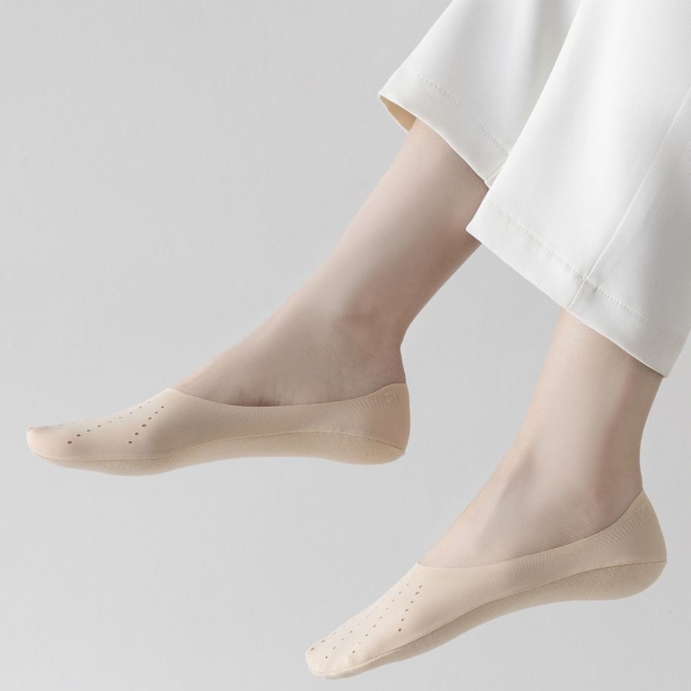 6Pairs Solid Color Invisible Short Socks Mesh Summer Thin Socks Fashion Ice Silk Boat Socks  Summer