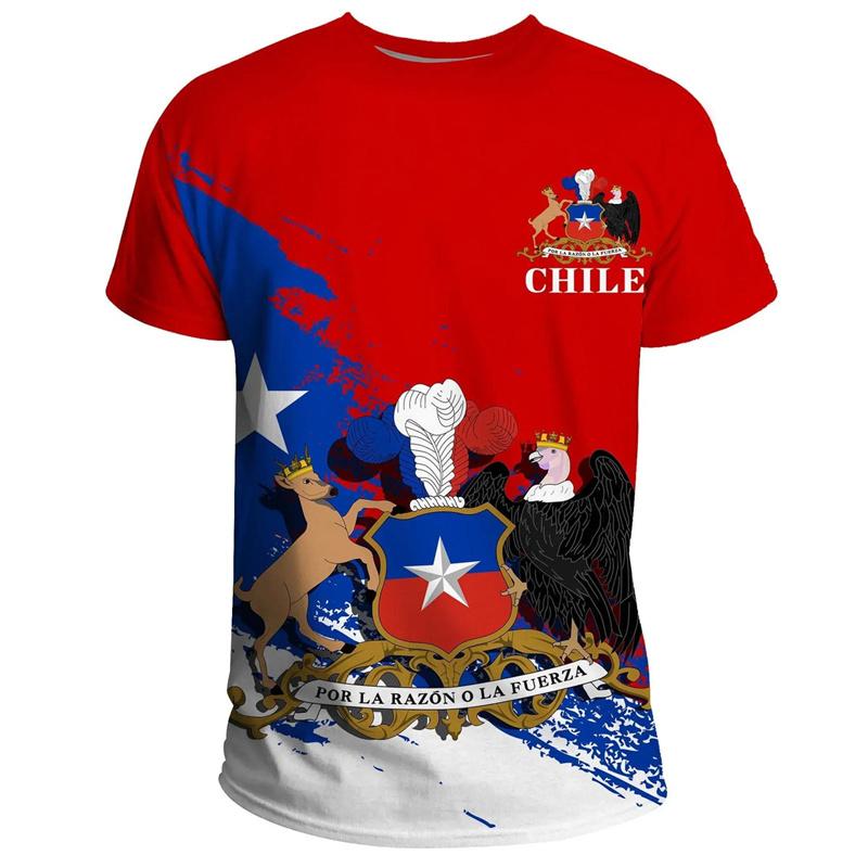 Chile 3D Printing T Shirt Man Summer O-Neck Short Sleeve Oversized Top Casual