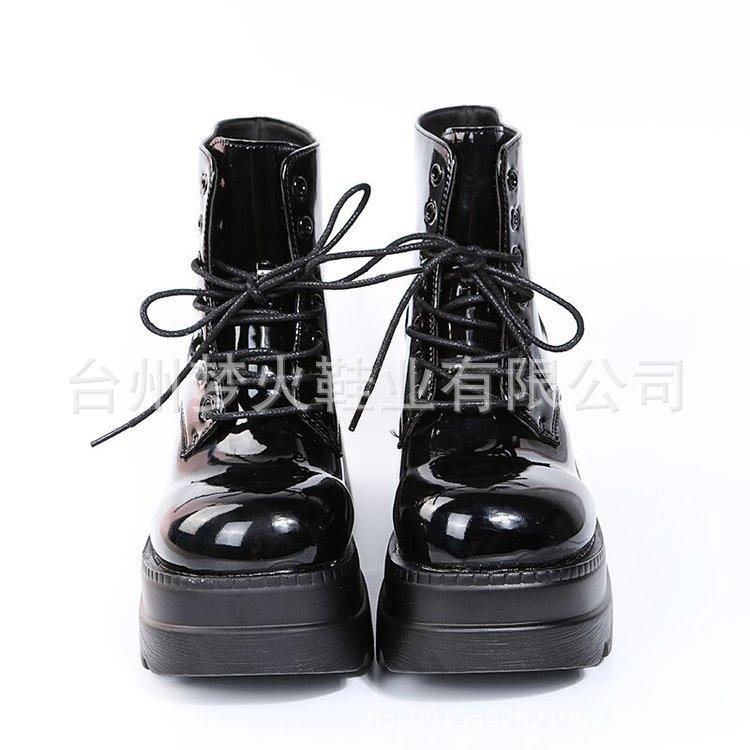 Automne et hiver nouvelles bottines Martin à plateforme muffin à tige courte à lacets à talon compensé chaussures pour femmes rehaussantes bottes pour femmes