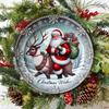 Christmas Metal Sign Santa Claus Sleigh Reindeer Gift Bag Home Party Decor