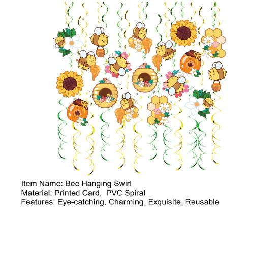 48 Pcs Bumble Bee Hanging Swirl Decoration Bee Themed Party Foil Ceiling Streamers for Baby Shower Birthday Party Decoration