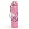 1PC Shimmer Pink Butterfly Wing Print 750ml Color Plastic Sports Water Bottle Leakproof Flip Straw Lid Suitable for Sports Office Home Use