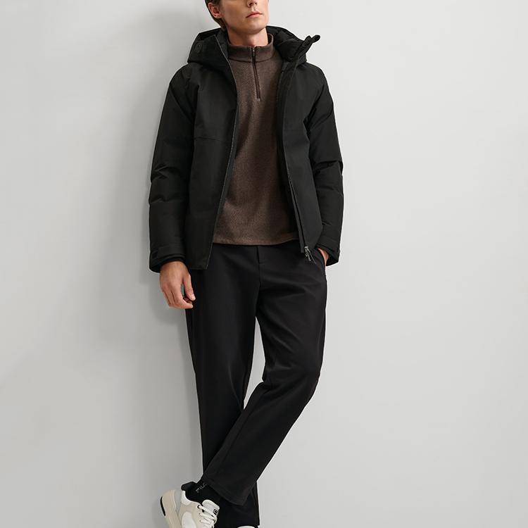 Fila Blue Cotton Down Casual Business Commuter Versatile Warm Plush Comfortable Hooded Woven Down Jacket Men Outerwear F11M542913FBK