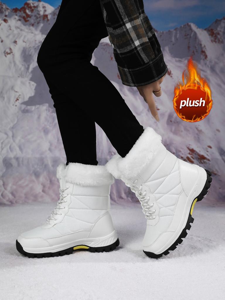 Winter-übergroße, vielseitige High-Top-Baumwollschuhe, dicke Sohle, wasserdichte Schneestiefel, Damen-Plüsch- und warme, verdickte Damenschuhe