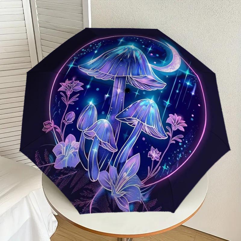 

1pc Fantasy Mushroom Night Scene Umbrella with Plastic Handle,Suitable for All Seasons Home Travel Outdoor UmbrellaDD1557