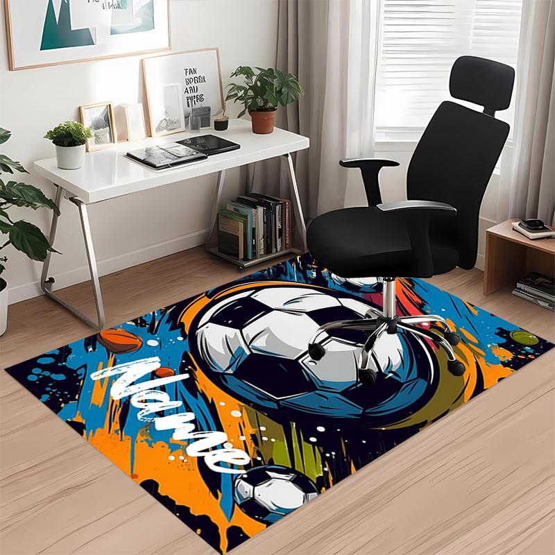 Benutzerdefinierter Fußball-Teppich mit Namen, für Bürostuhl, Wohnzimmer, Schlafzimmer, Küche, Dekor, Geschenke.