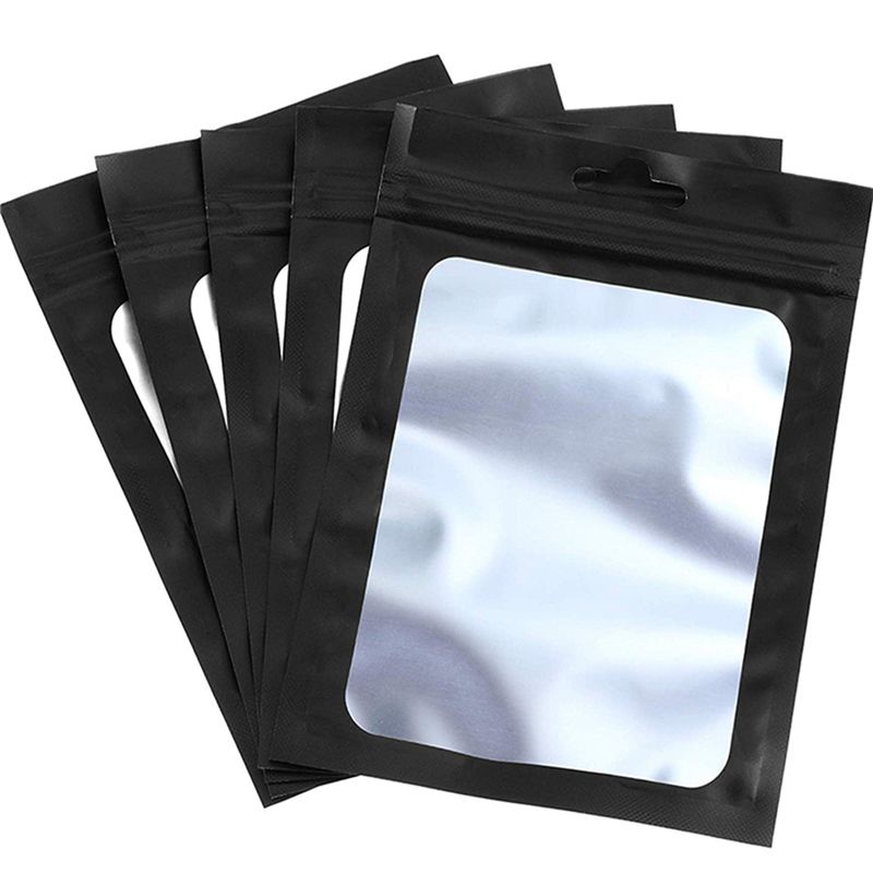AT21-2000 Pieces Resealable Food Storage Bags With Clear Window Coffee Beans Packaging Pouch (Black, 2.4 X 4 Inch)