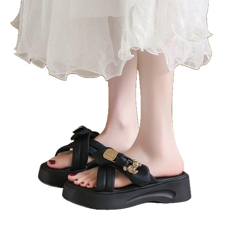 Fairy Wind Thick-bottomed Cool Slippers Female Summer Wear 2025 New with Skirt Soft-bottomed Casual Muffin Beach Slippers