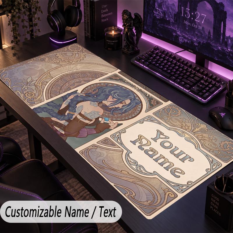 Custom Text Big Mousepad, Extended Desk Pad For Laptop Work GameArcane