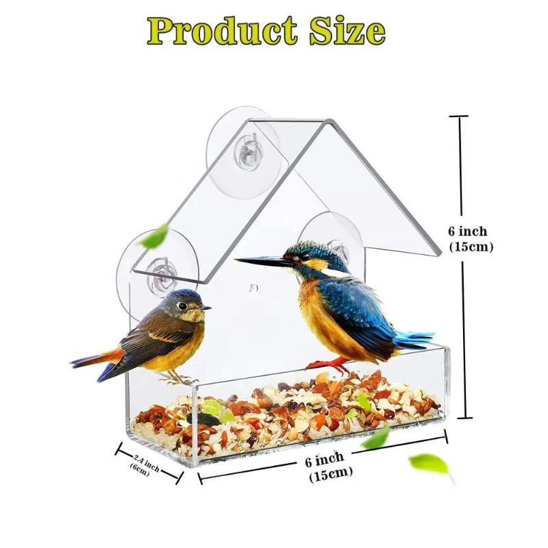 Window Glass Bird Feeder House Transparent Wild Table Removable Adsorption Sliding Feed Tray Outdoor Garden Birds Feeding Tools