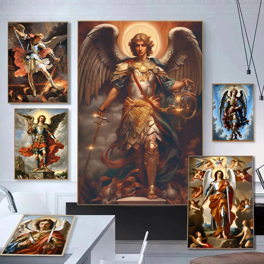 Anioły Renesansowe Druki Plakatowe Do Galerii Salonu Wystroju Domu Archanioł Michał Z Mieczem Obraz na Płótnie Sztuka Ścienna