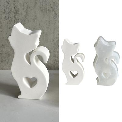 Stampo in Silicone per Artigianato Scultura a Forma di Gatti Cuore Vuoto Colata Resine Stampo per Sapone Aromi Perline Creazione Candele