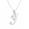 Used Initial Necklace Y Silver SV925 Women's Gift Simple Platinum Color Skin-friendly Beautiful Metal Hypoallergenic 38cm Adjuster Included 1