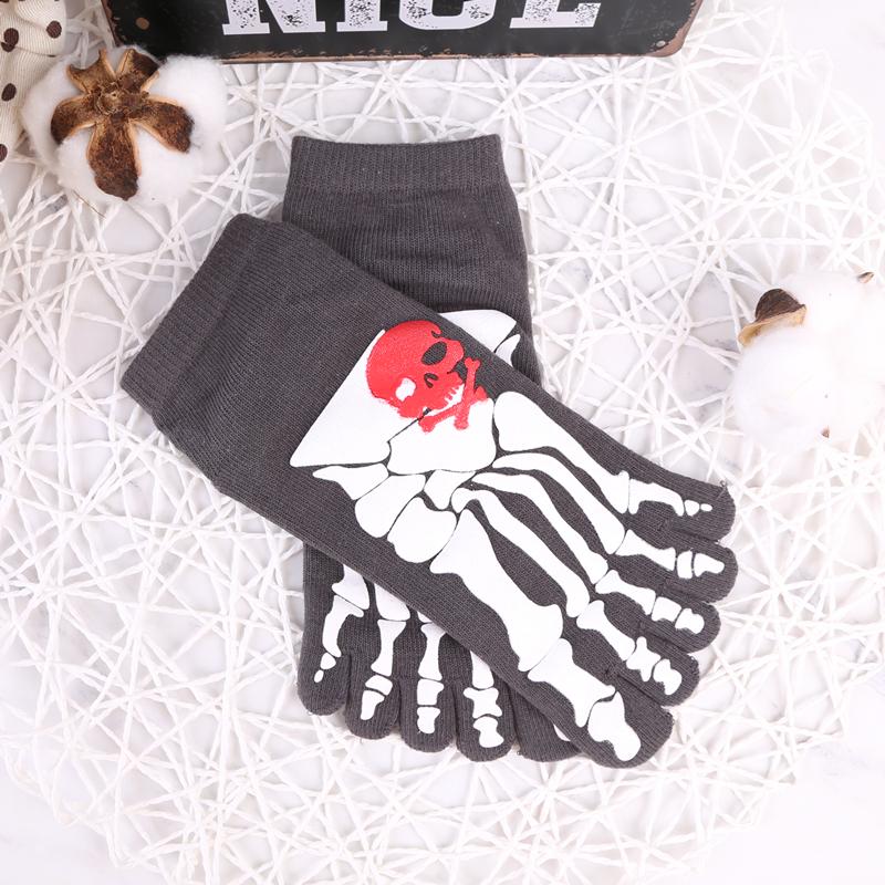 Creative Cotton Men's Five Finger Socks Soft Cotton Horror Skull Hand Claw Prints Summer Toe Socks Outdoor Sports Running Socks