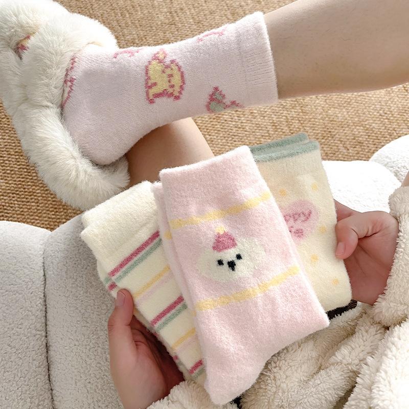 Female Autumn and Winter Thickened Warm Lovely Home Floor Sleep Cotton Socks