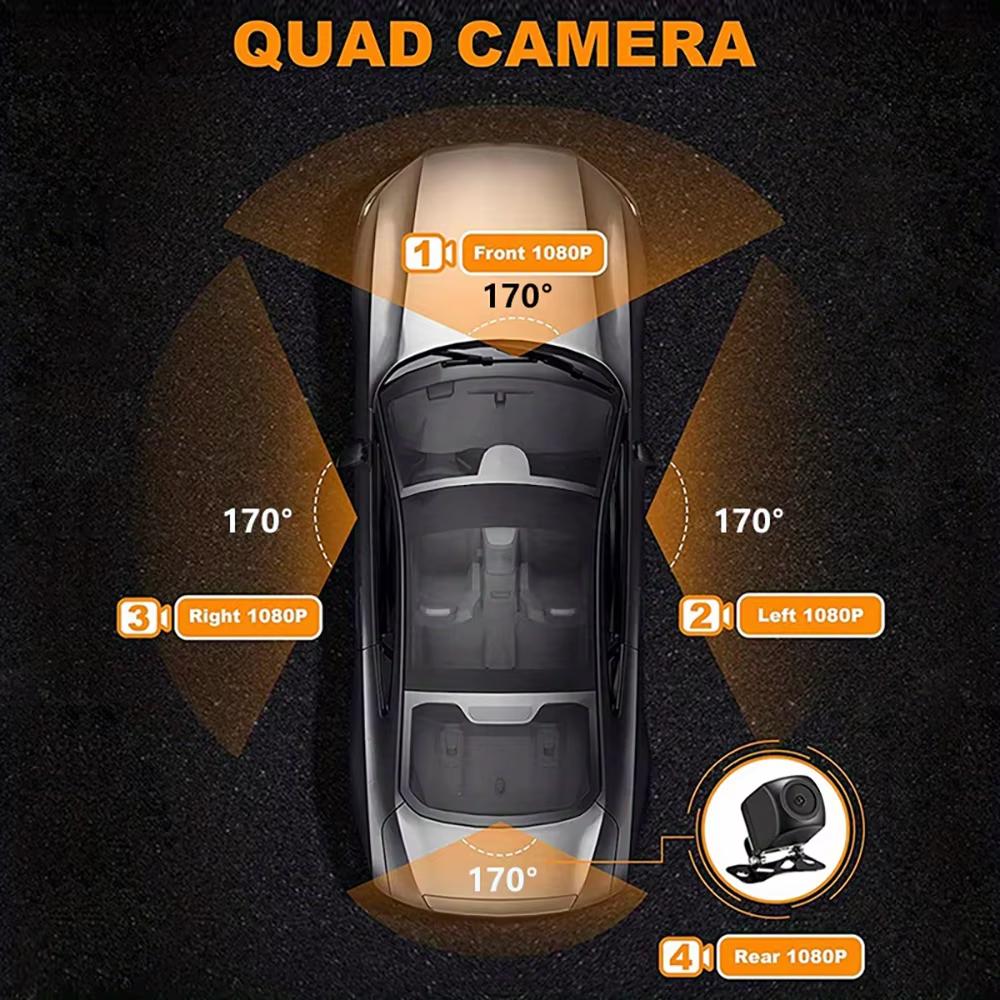 4Lens 3-calowa kamera samochodowa 1080P do samochodów WIFI APP Rejestrator wideo 360° Rejestrator samochodowy Kamera cofania Monitor parkowania Czarne pudełko Akcesoria samochodowe