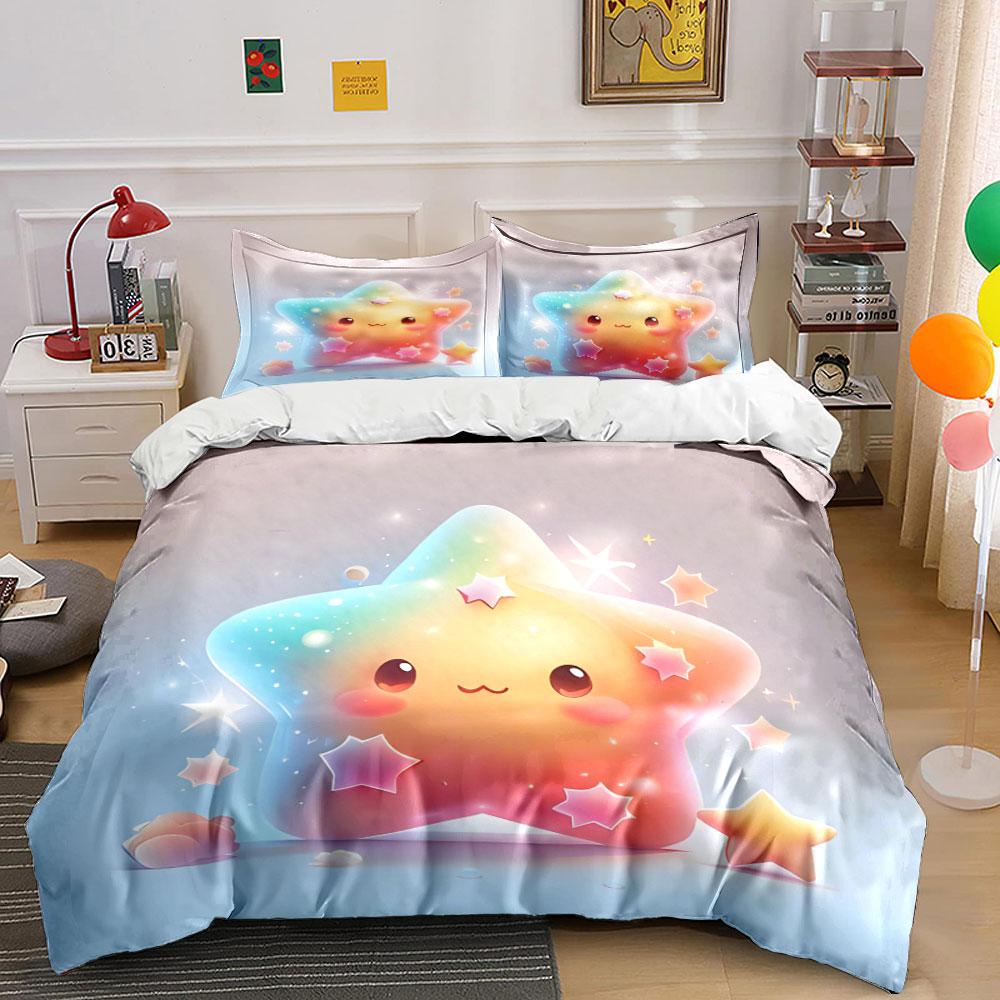 Cute Star Pattern Bedding Set Bedding Duvet Cover Set Duvet Cover Pillowcases (1 * Duvet Cover 2 * Pillowcases, Without Duvet Insert)