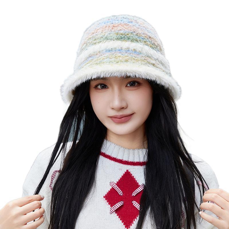 Fisherman Hat Women's Autumn and Winter Versatile Korean Style Basin Hat Warm and Fashionable Colorful Face Showing Small Bucket Hat