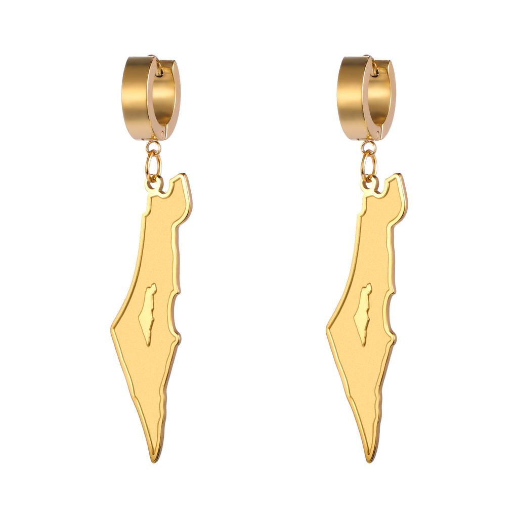 Exquisite Country Map Dangle Piercing Earrings Stainless Stee Arabic Calligraphy Geography Earring Amulet Jewelry Gifts
