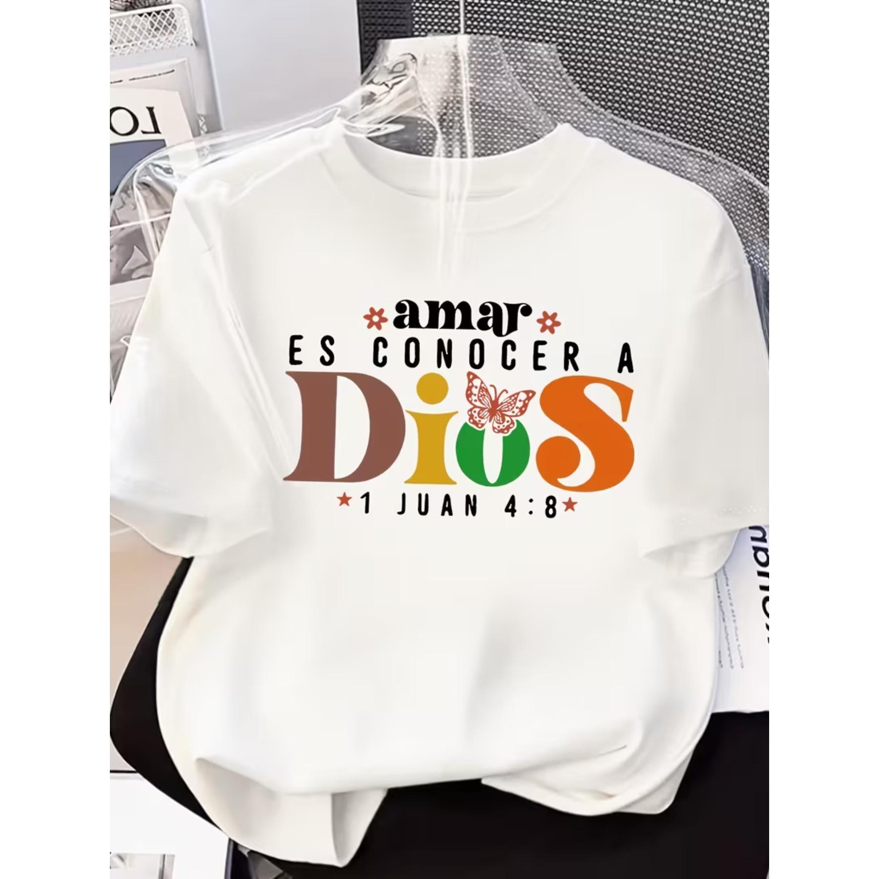 Women S Short-Sleeve Round-Neck T-Shirt with A Print of Religious Love in Spain, Representing The Knowledge of God S белый