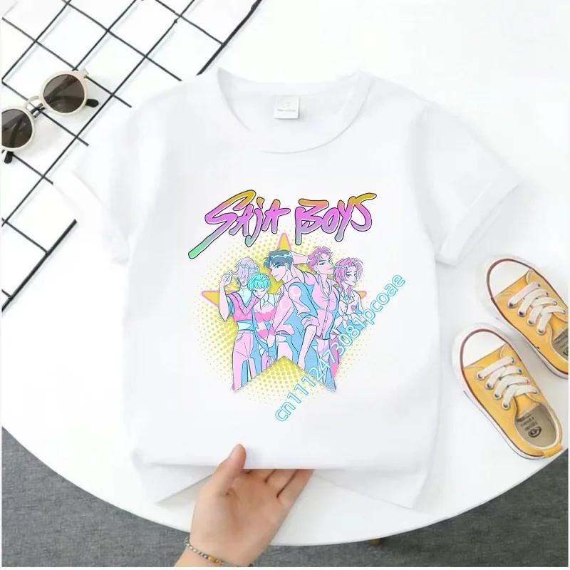 2026 New K-POP Saja Boys Print Short-Sleeved Spring Family Clothing for Boys and Girls Cute Polyester T-shirt for Boys and Girls