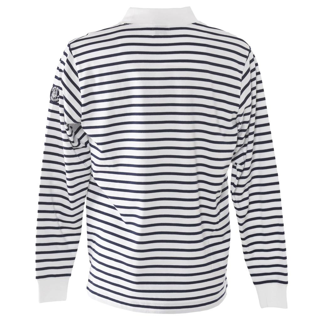 Sinacova Long Sleeve Cotton High Captain America Embroidered Anchor Size L X 24220030 Men's T-Shirt, 100% Jersey, Neck, Striped, Patch, (White Navy),