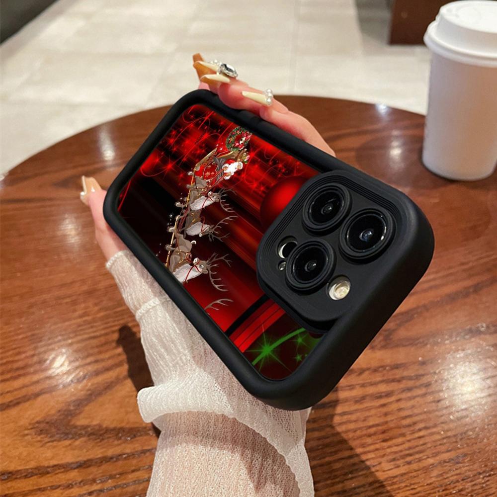 N105 Christmas Happy New Year Art Soft Angel Eyes Phone Cases for iPhone 16 15 14 13 11 Pro Max 8 7 6s Plus 12 Mini XR XS Max SE Shockproof Cover