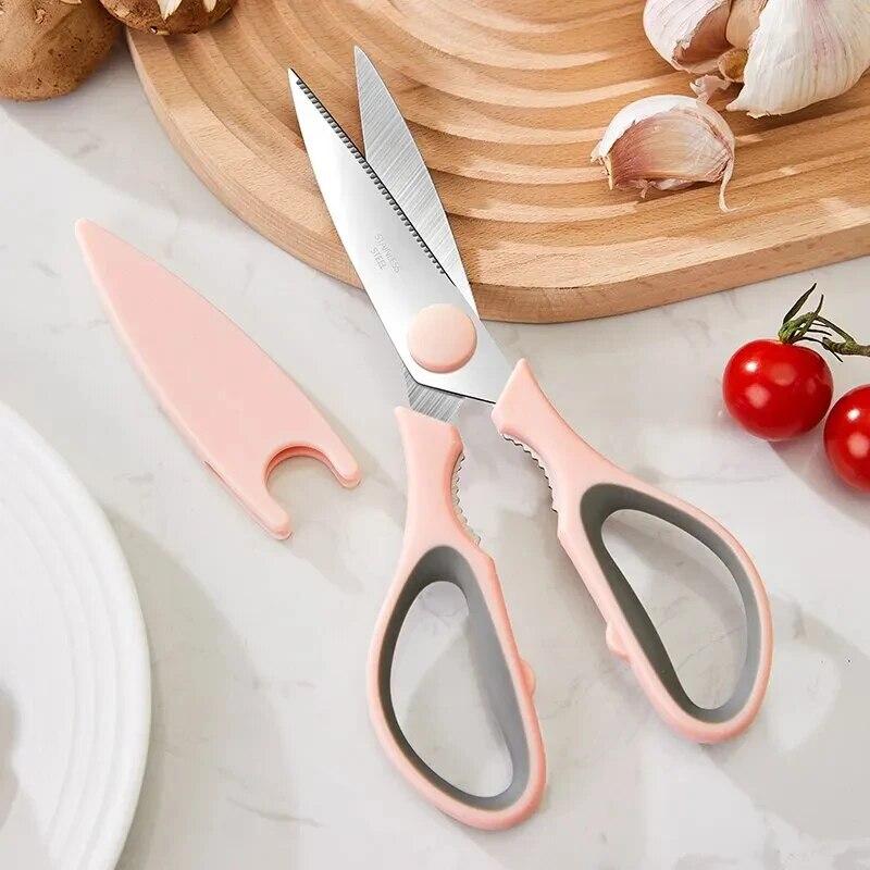Stainless Steel Household Kitchen Scissors Dual Color Plastic Handle Multi Purpose Vegetable and Food Cutting Kitchen Tools