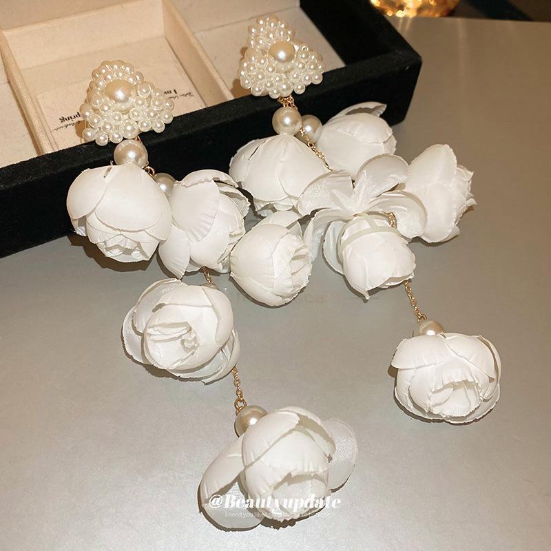 Silver Needle Super Fairy Pearl Tassel Earrings - High-End Niche Fashion, Long Exaggerated Design for Women's Stylish Commuting.