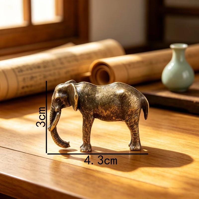 Figurines Animales en Laiton Massif Cheval Bélier Éléphant Rhinocéros Crapaud Tigre Design Rétro Pour Décoration de Maison et de Bureau Cadeau de Collection