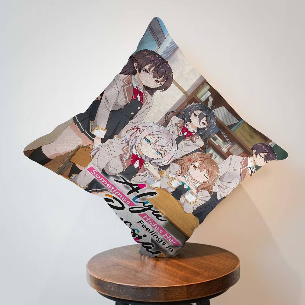 Anime Alya Sometimes Hides Pillow Anime Pillow Sofa Bed Head Pillow Cover Cushion Cover 45X45 Cm Fashion