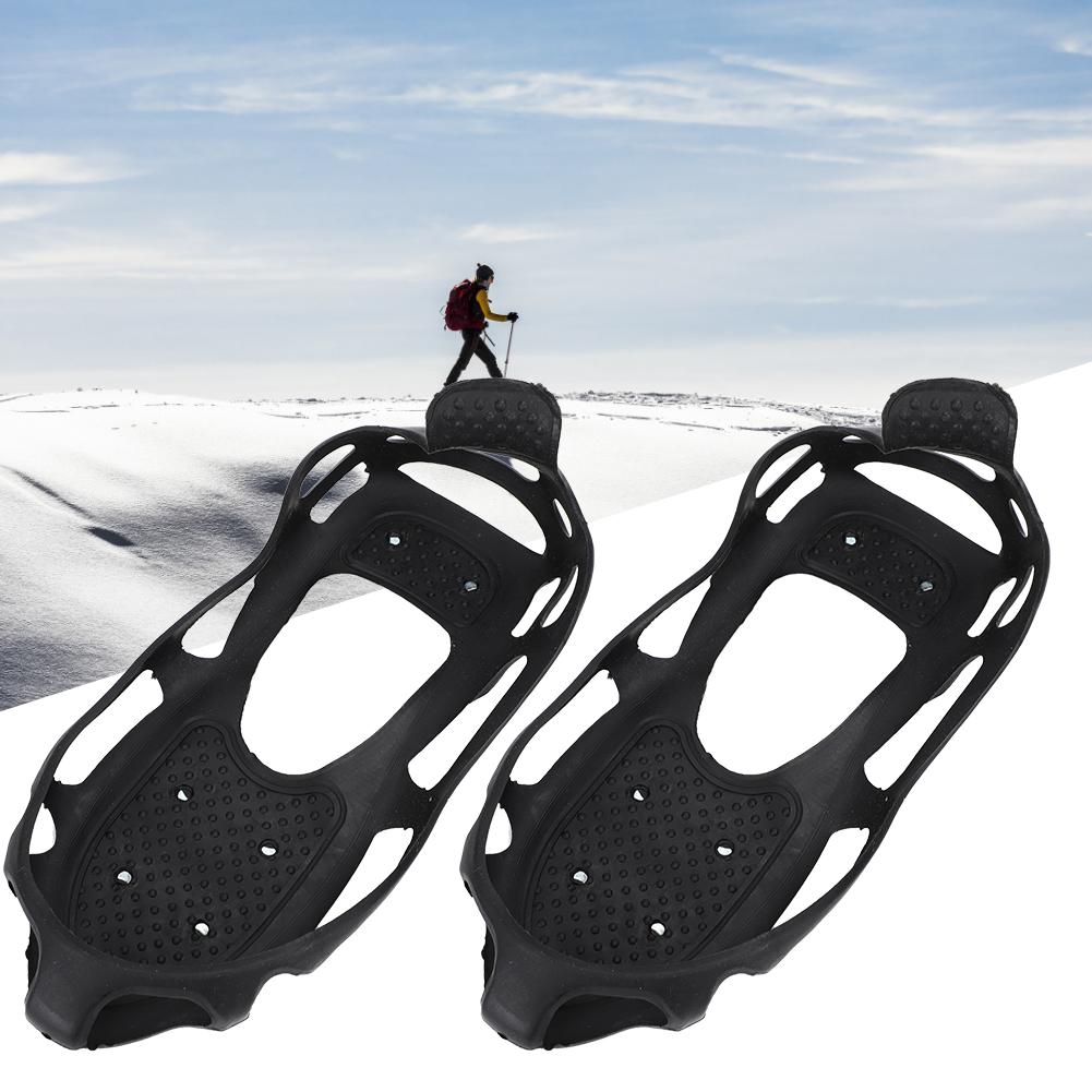 1 Pair Universal 24 Teeth Anti Slip Ice Cleat Shoe Grips Spikes Cleats Crampons for Hiking ClimbingL:39 42