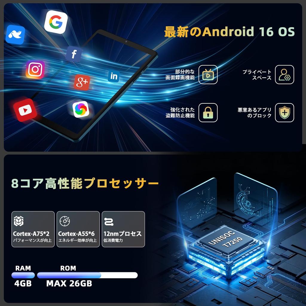 16 Tablet Hasskya S30Pro Tablet with 90Hz refresh Gemini L1 Wireless 6000mAh 336g 18W fast Japanese specifications Blue [Android 8-inch] 8-inch