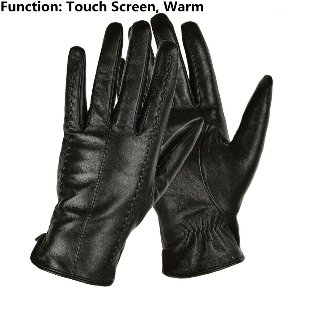 Driving Full Finger Outdoor Sport Touch Screen Leather Gloves Winter Warm  Apparel Accessories