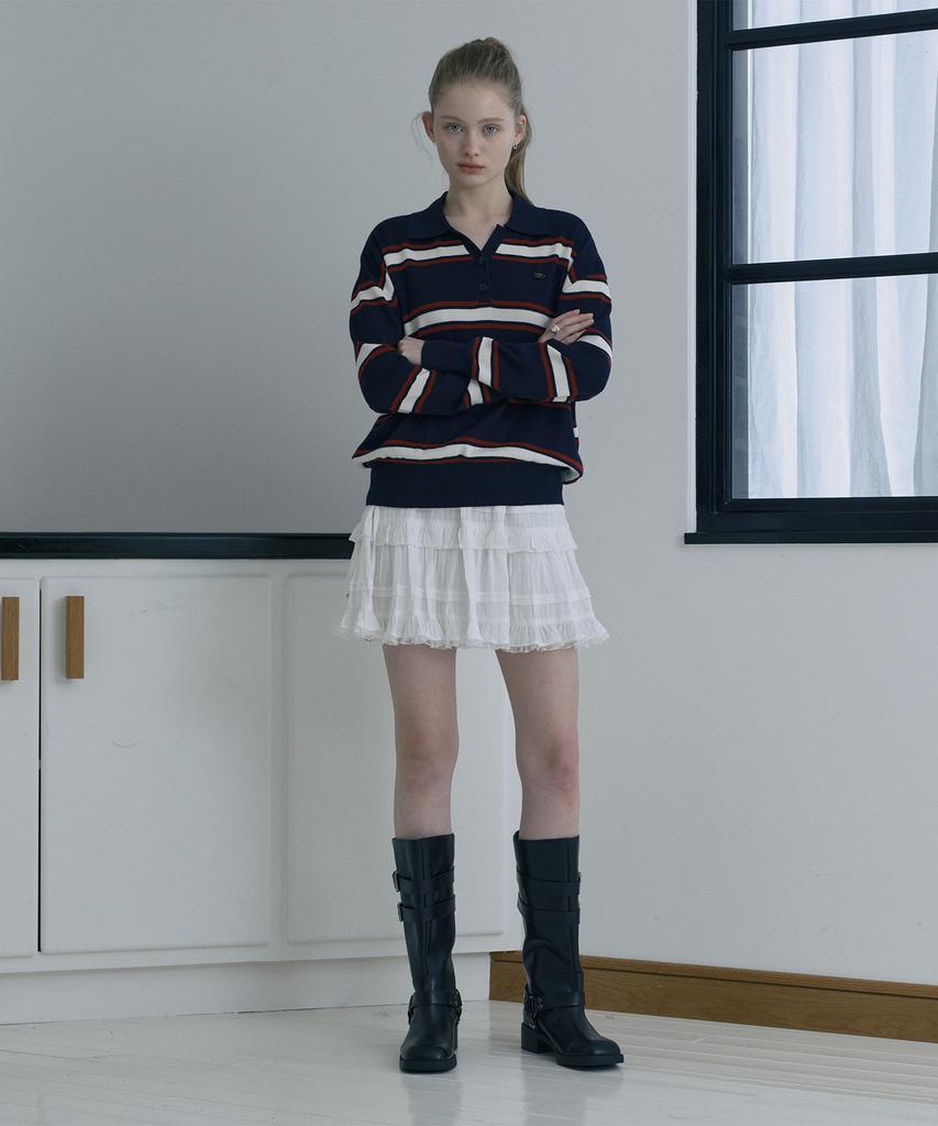 JUCYJUDY Striped Collared Knit Pullover J1Kt121F