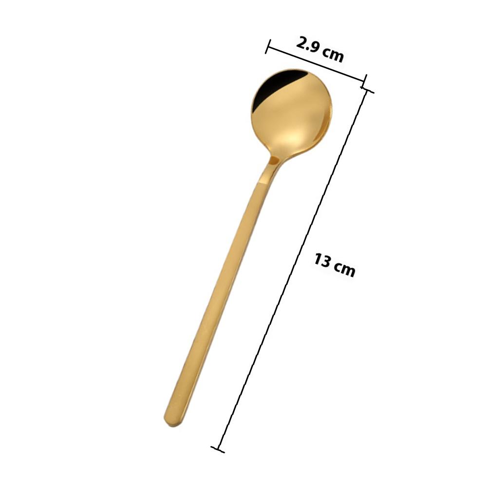 6 pièces 13 cm Cuillère à café en acier inoxydable Ronde Polissage miroir Cuillère à café Pour remuer Sucre Lait Dessert Cappuccino Bistro Usage domestique